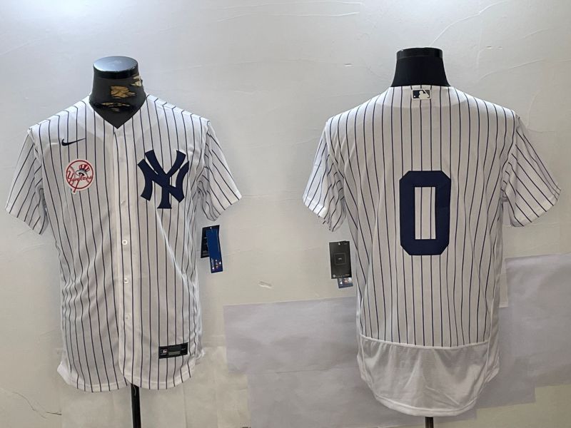 Men New York Yankees #0 No Name White stripe Elite 2024 Nike MLB Jersey style 10161